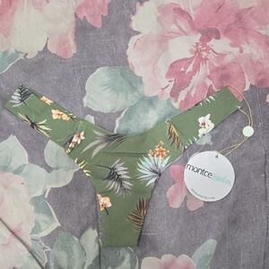 Green Tropical Floral Bikini Bottom